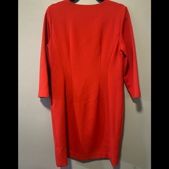 Ann Taylor 3/4” Sleeve Zip Front Knit Shift Red Dress - Picture 4 of 6
